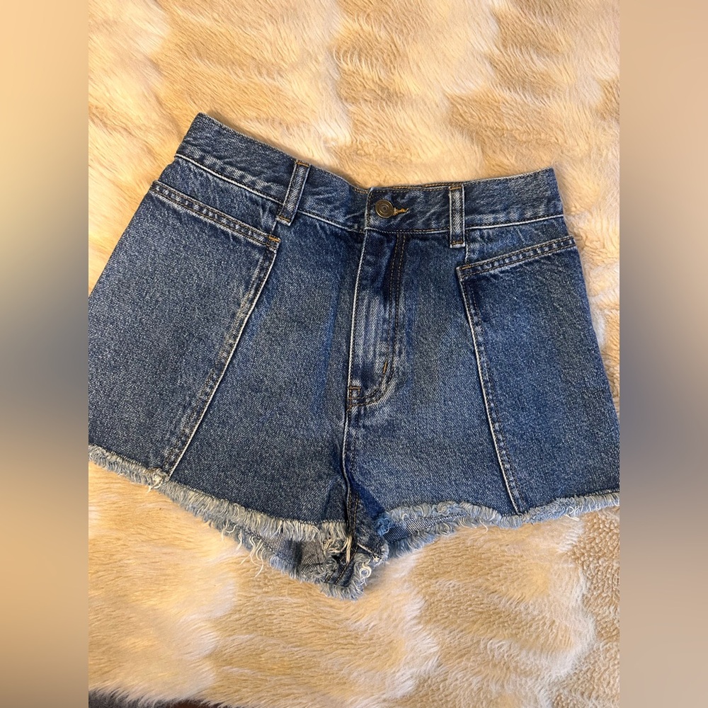 Yves Saint Laurent Denim Blue Frayed Shorts